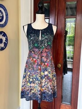 Maeve | Maeve Anthropologie Larkspur Floral Silk Dress, Size 0
